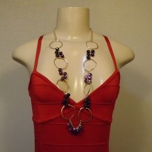 Studio Select Long Purple Statement Necklace NWT